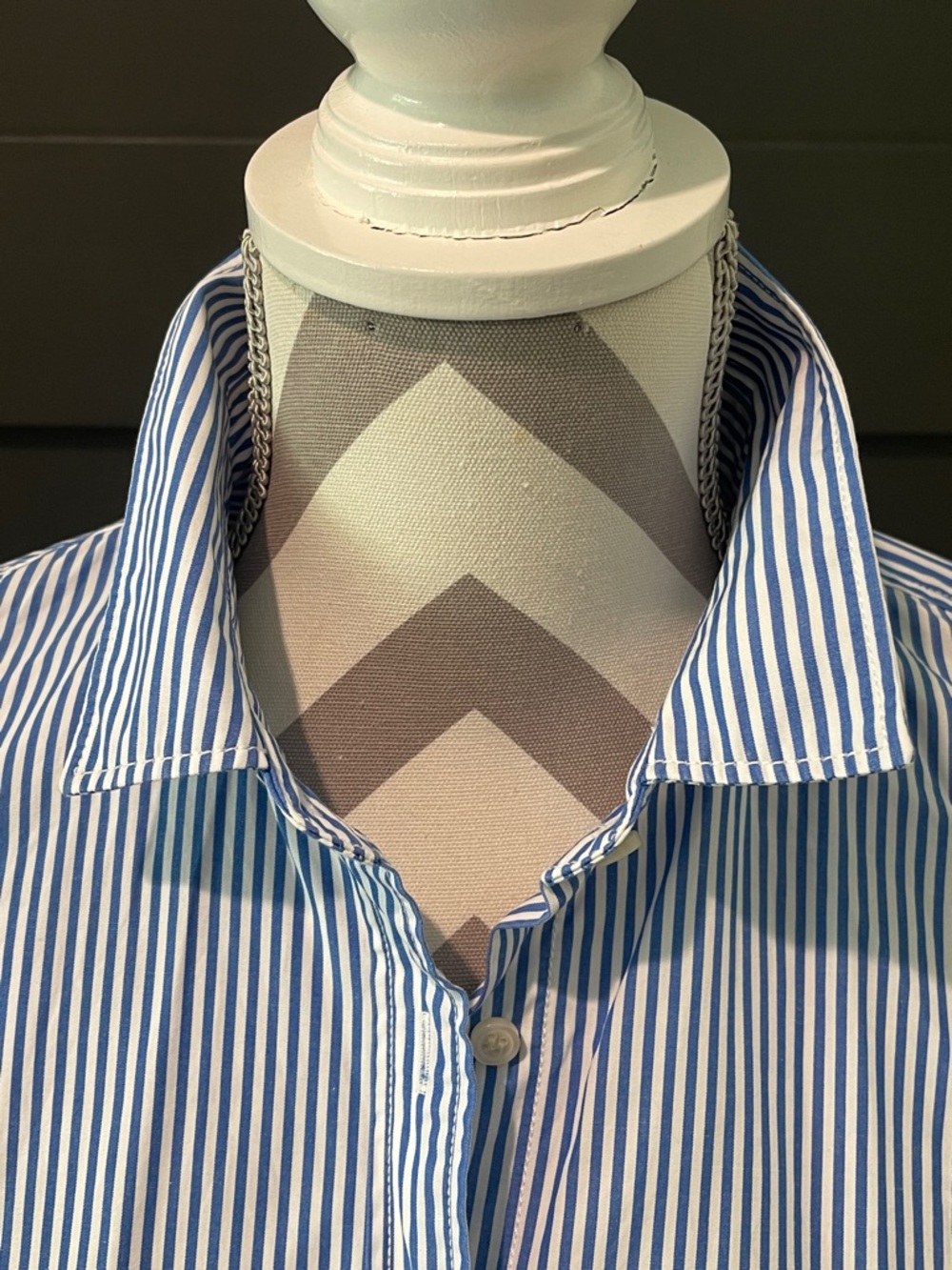 J.Crew Cotton Preppy Blue and White Striped Button Down Shirt Size S - Picture 3 of 7